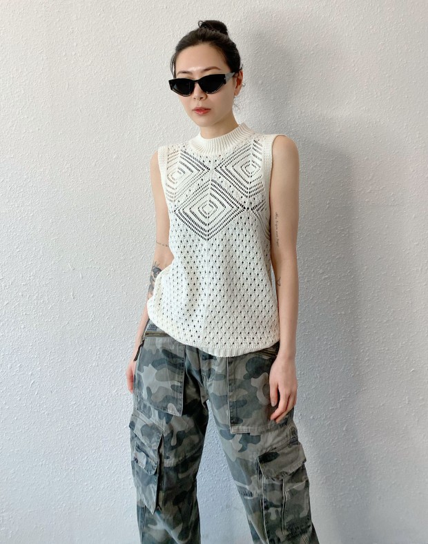 White Pattern Vest #250419